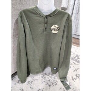 Men's Thermal Shirt Matix Long Sleeve Medium 1/4 Button Sherpa Lined Olive Green